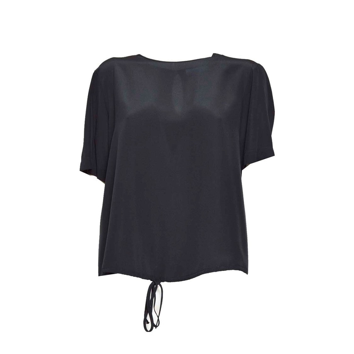 Barba Black Silk Crewneck Blouse
