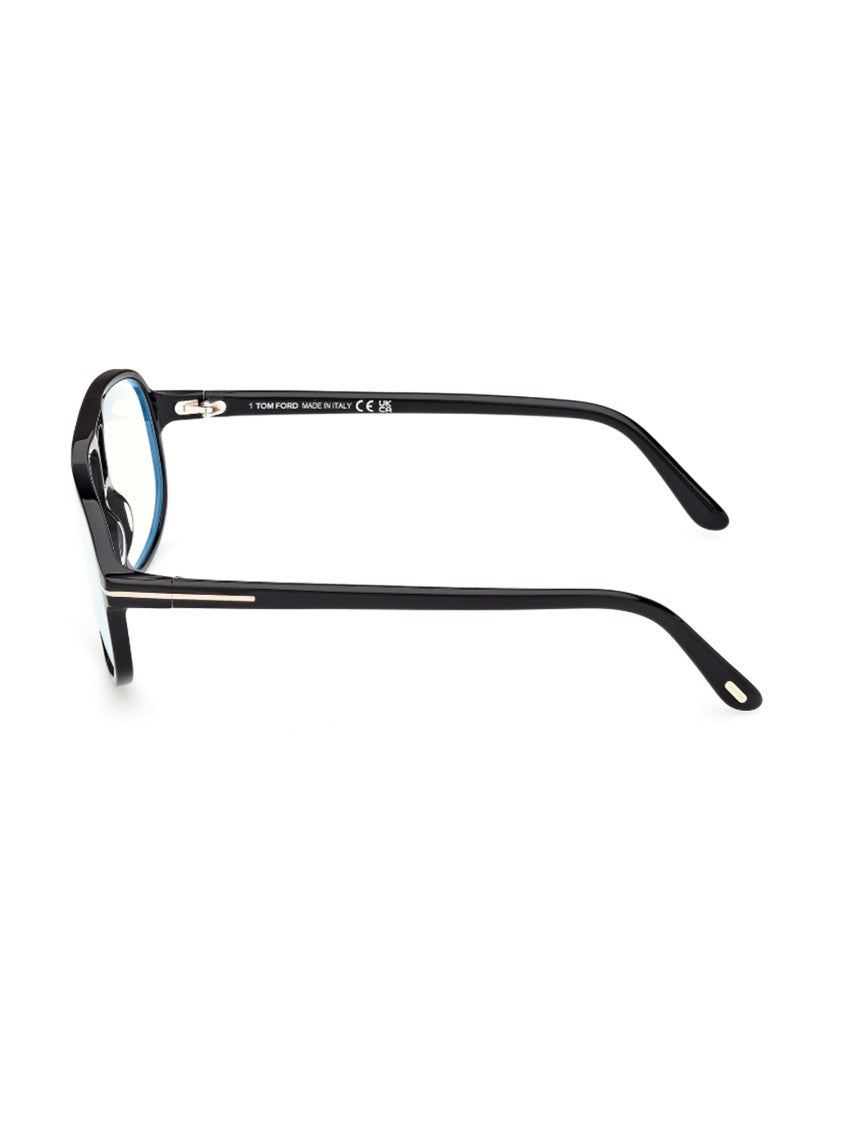 Tom Ford Sleek Rectangular Frame Eyeglasses With Blue Accents