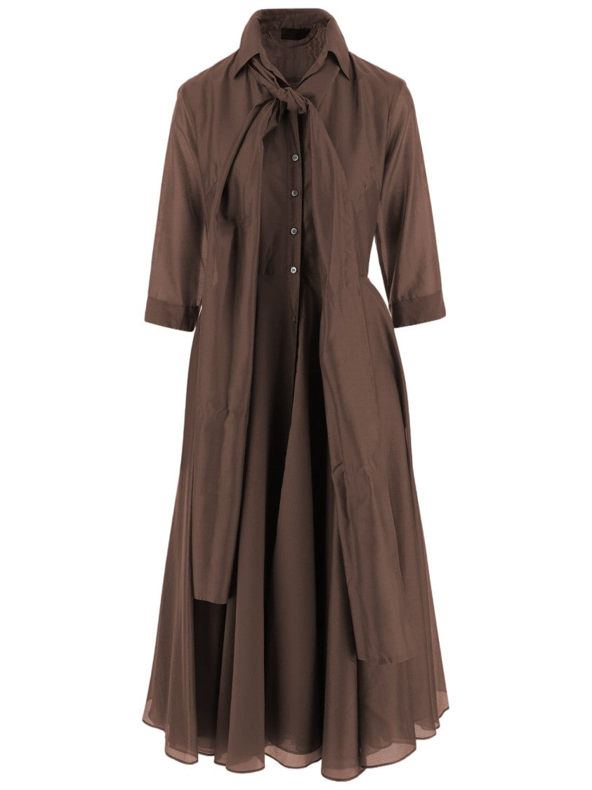 F.It Lyocell Blend Dress With Knotted Collar