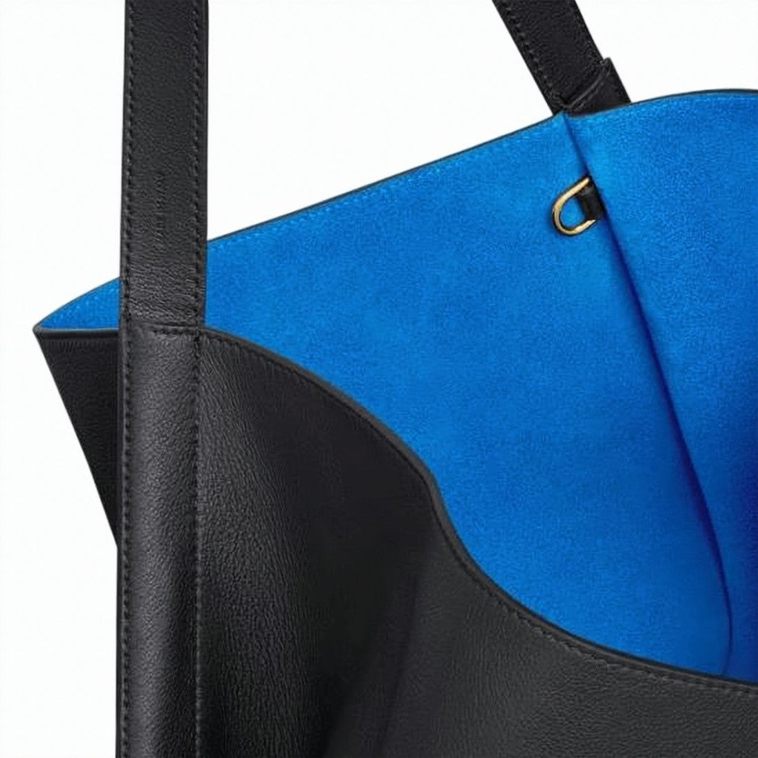 Celine Black Calf Leather And Canvas Shoulder Bag