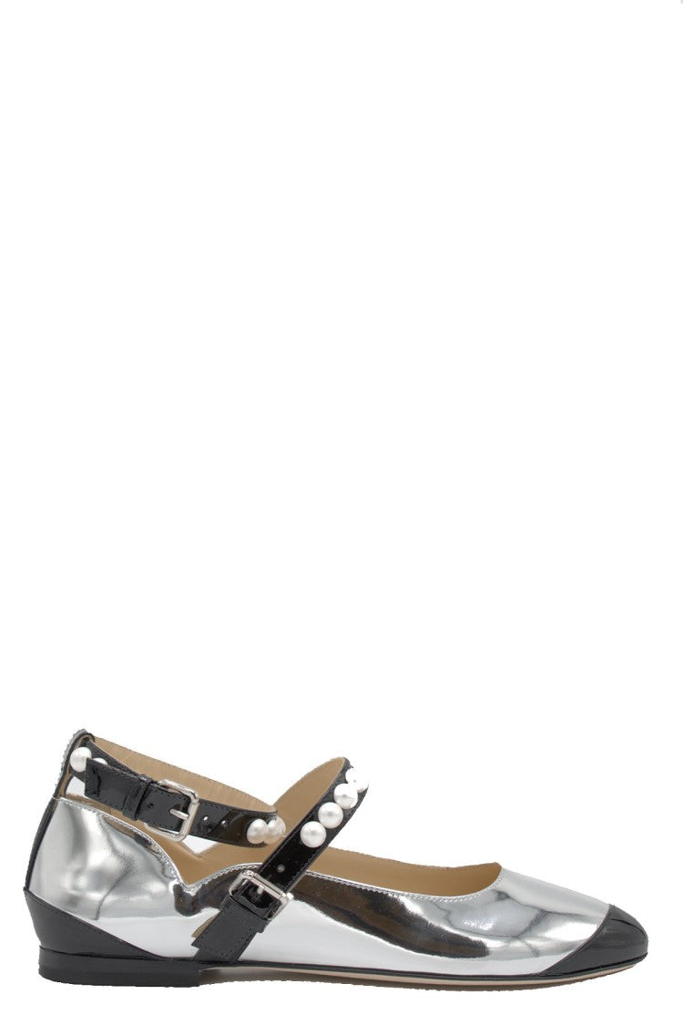 Mach & Mach Silver Leather Flats