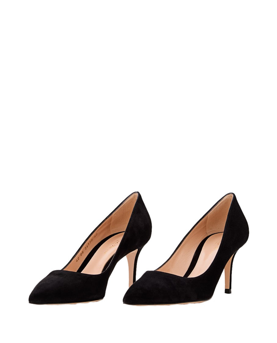 Gianvito Rossi Black Gianvito 70 Suede Stiletto Heel Pumps