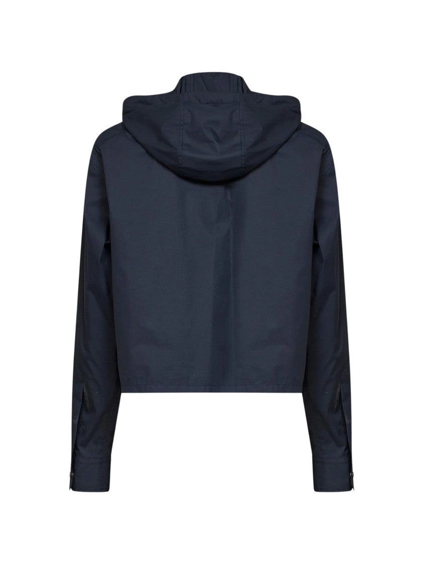 Moncler Cropped Shirt With Structured Silhouette And Hooded Detail