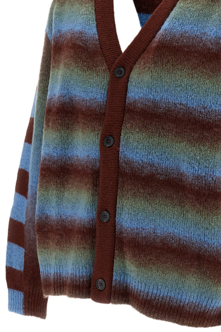 Paul Smith Horizontal Striped Wool-Blend V-Neck Cardigan