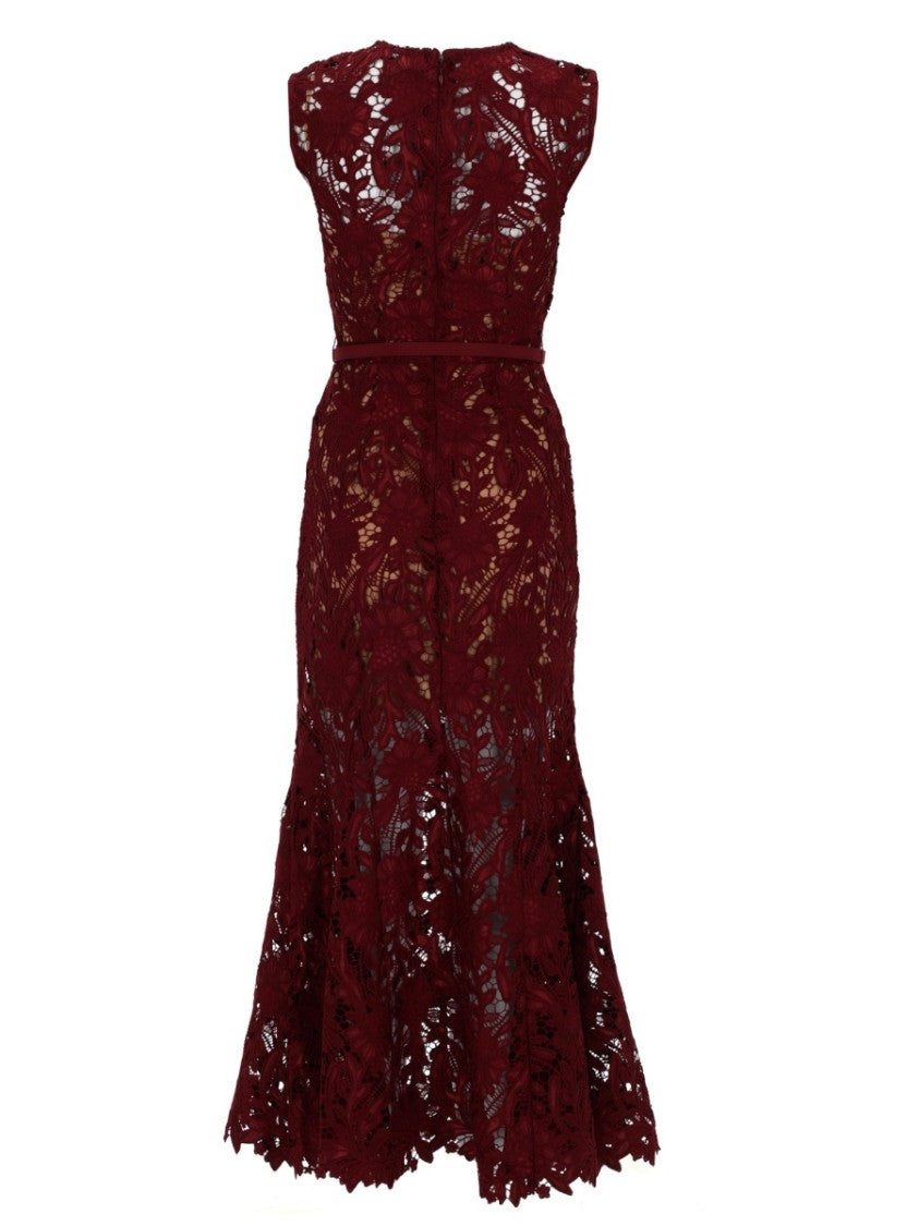 Self-Portrait Floral Lace Fitted Waist Midi Dress