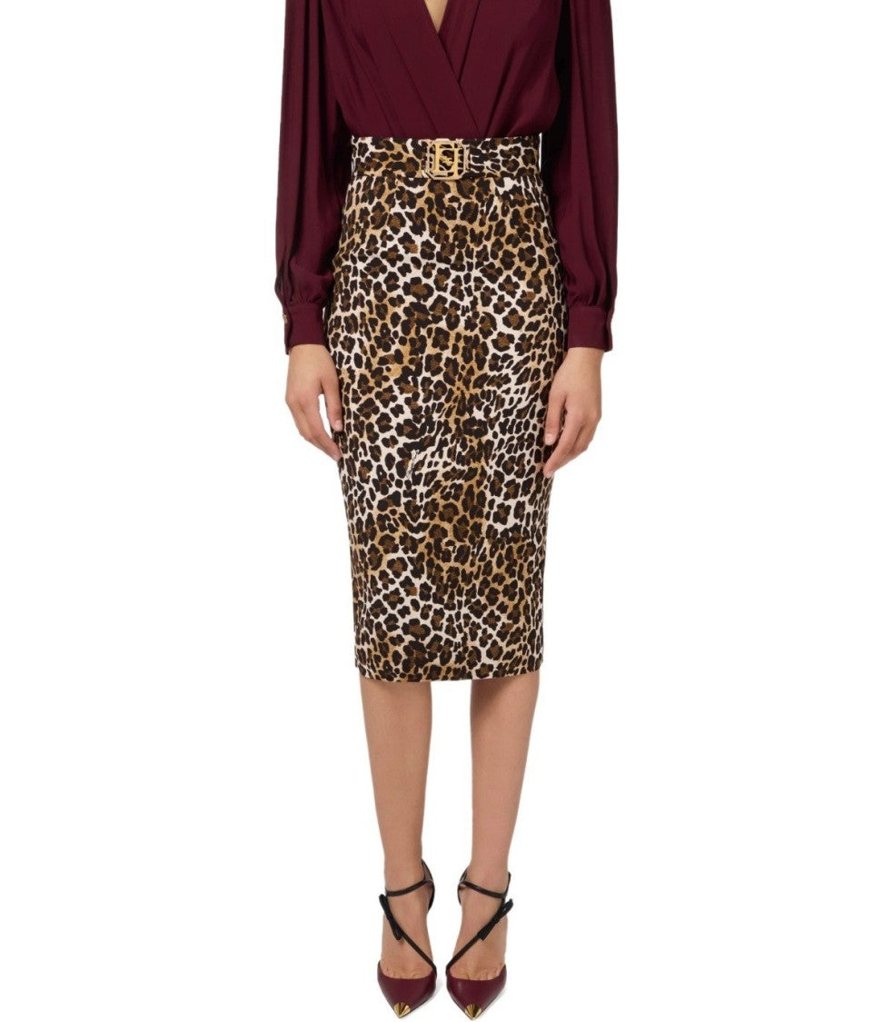Elisabetta Franchi Animal-Print Midi Skirt