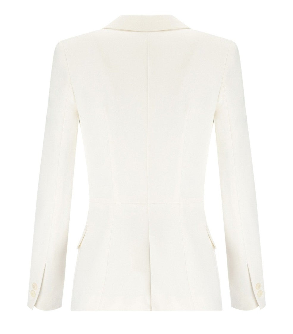 Elisabetta Franchi Ivory Crepe Double-Breasted Jacket