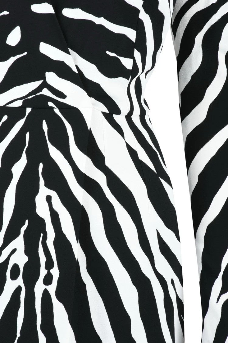 Dolce & Gabbana V-Neck Midi Dress - Black/White