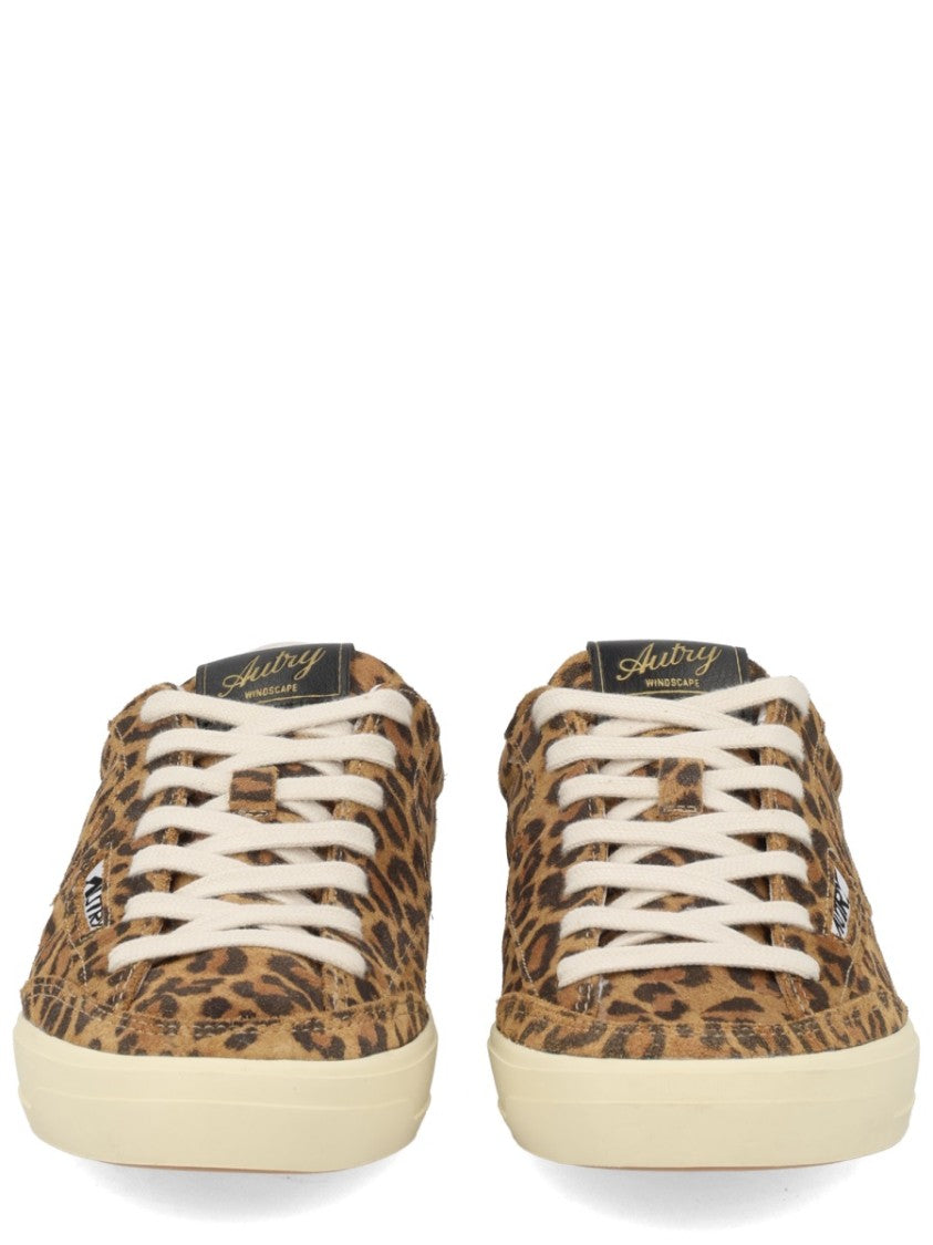 Autry Leopard Print Embossed Branding Sneakers