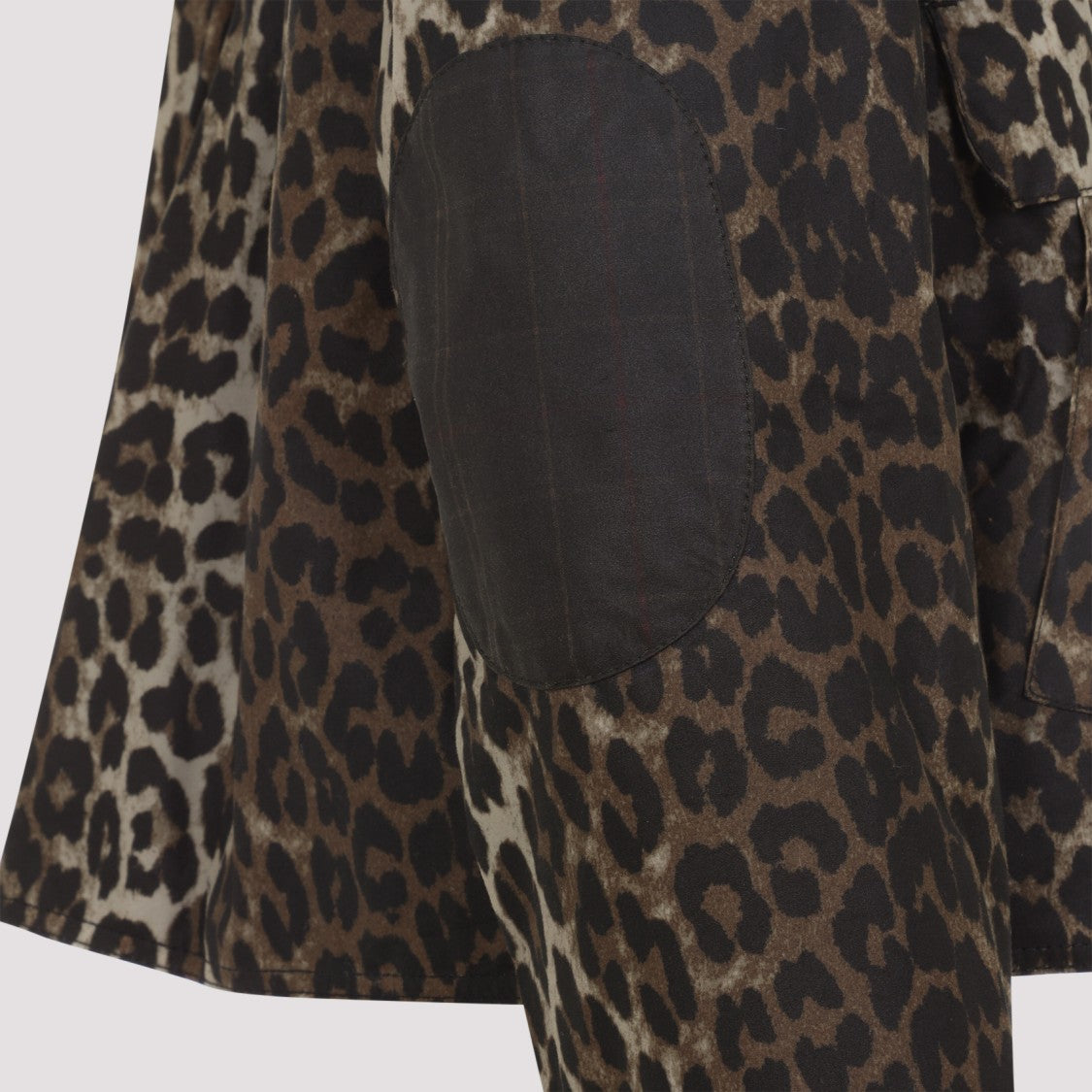 Barbour X Ganni Leopard Print Waxed Cotton Anorak Jacket