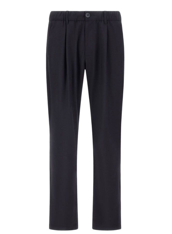 Herno Blue Stretch Cool Wool Trousers