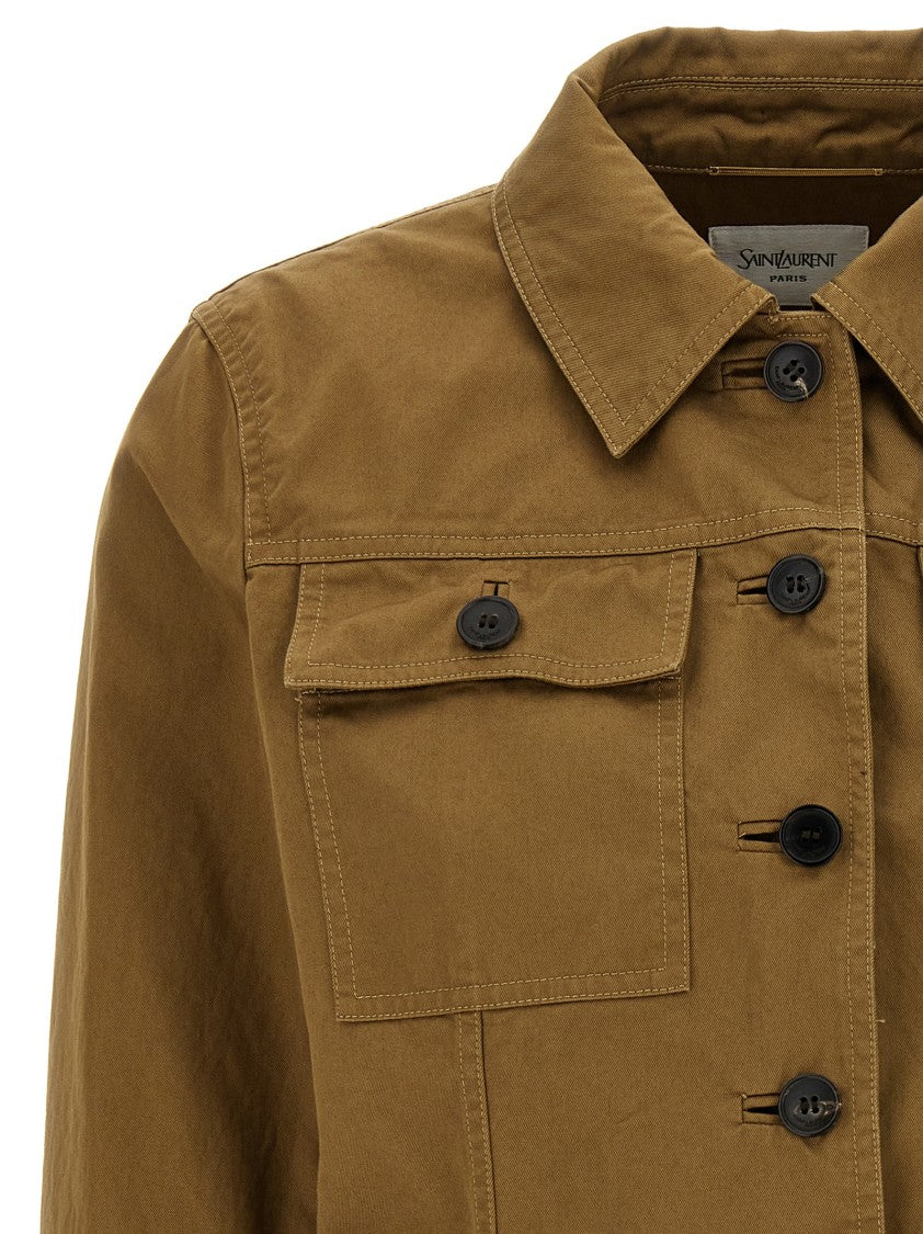 Saint Laurent Short Brown Canvas Jacket