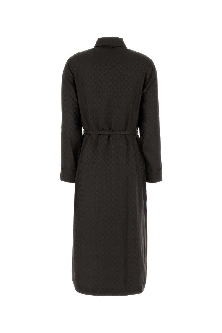 Fendi Brown Jacquard Shirt Dress