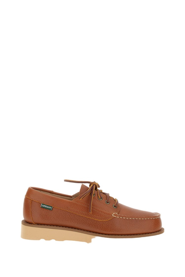 Sebago Brown-Mocha Askookfield Tumb Leather Hand-Sewn Loafers