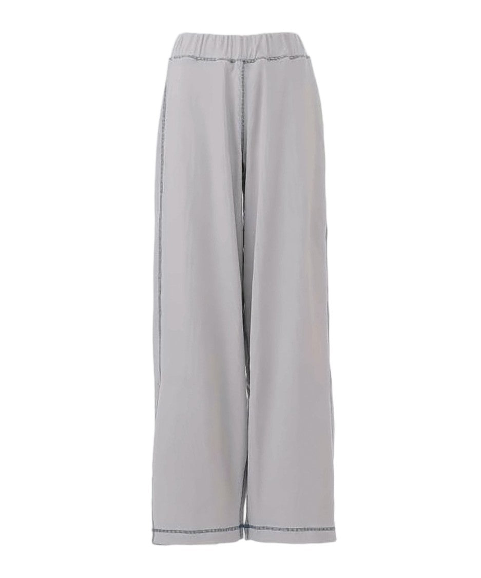 Baserange Wide-Leg Pants With Elastic Waistband And Contrast Stitching