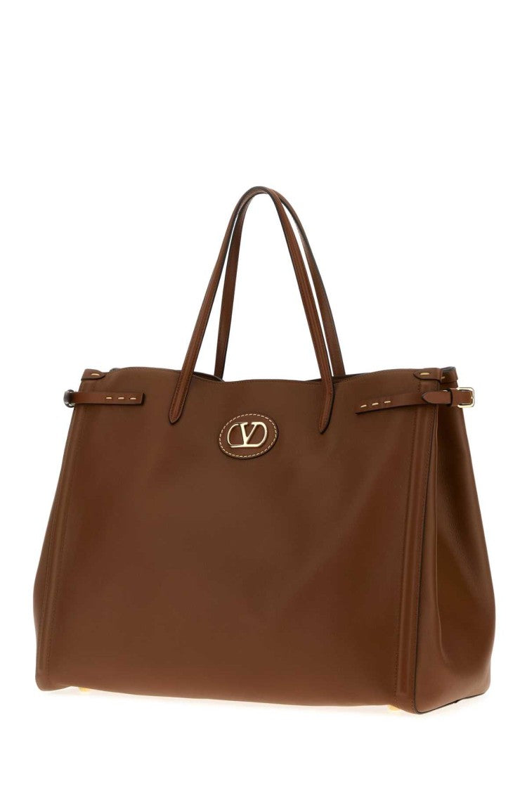 Valentino Garavani Brown Leather Larghe Antibes Shopping Bag