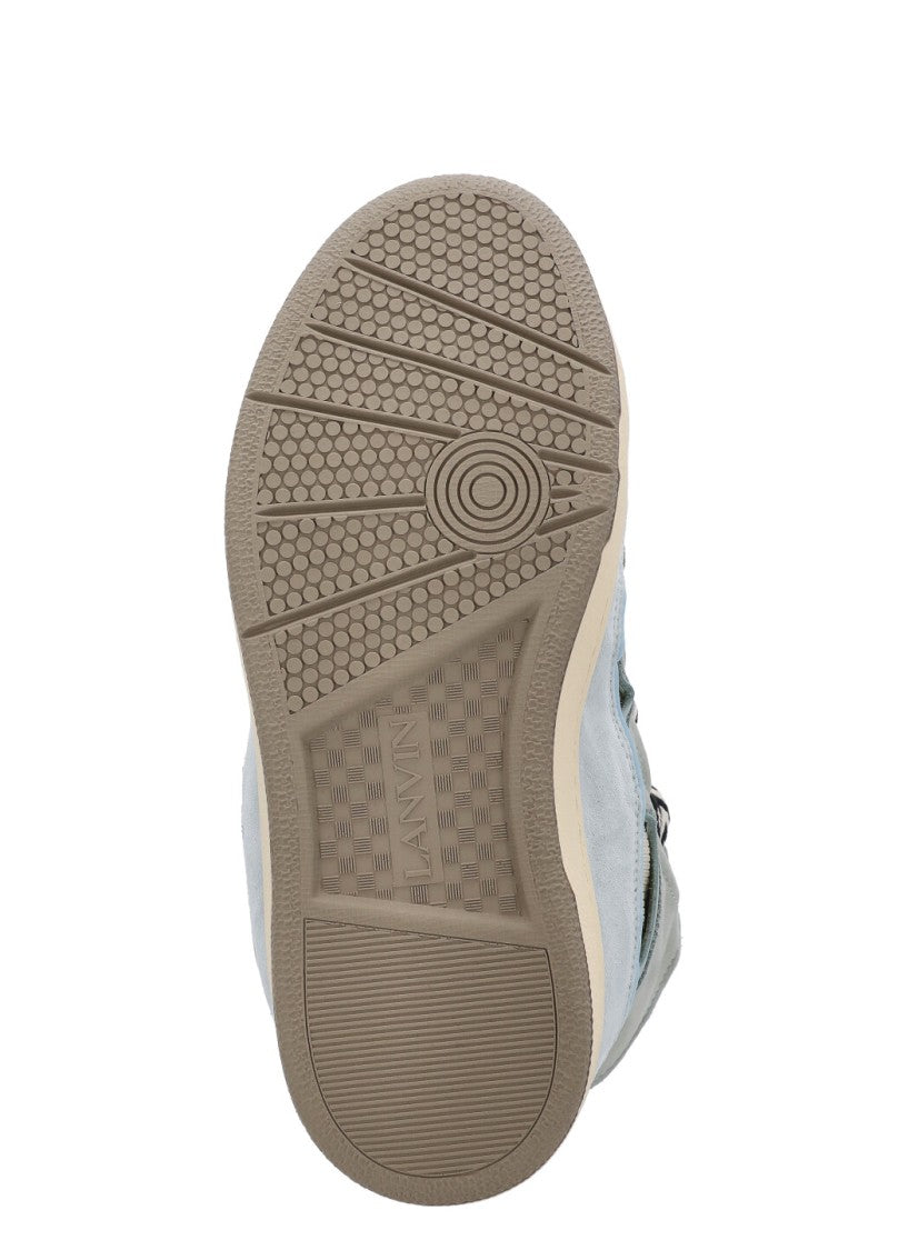 Lanvin Light Blue Curb Leather-Blend Sneakers