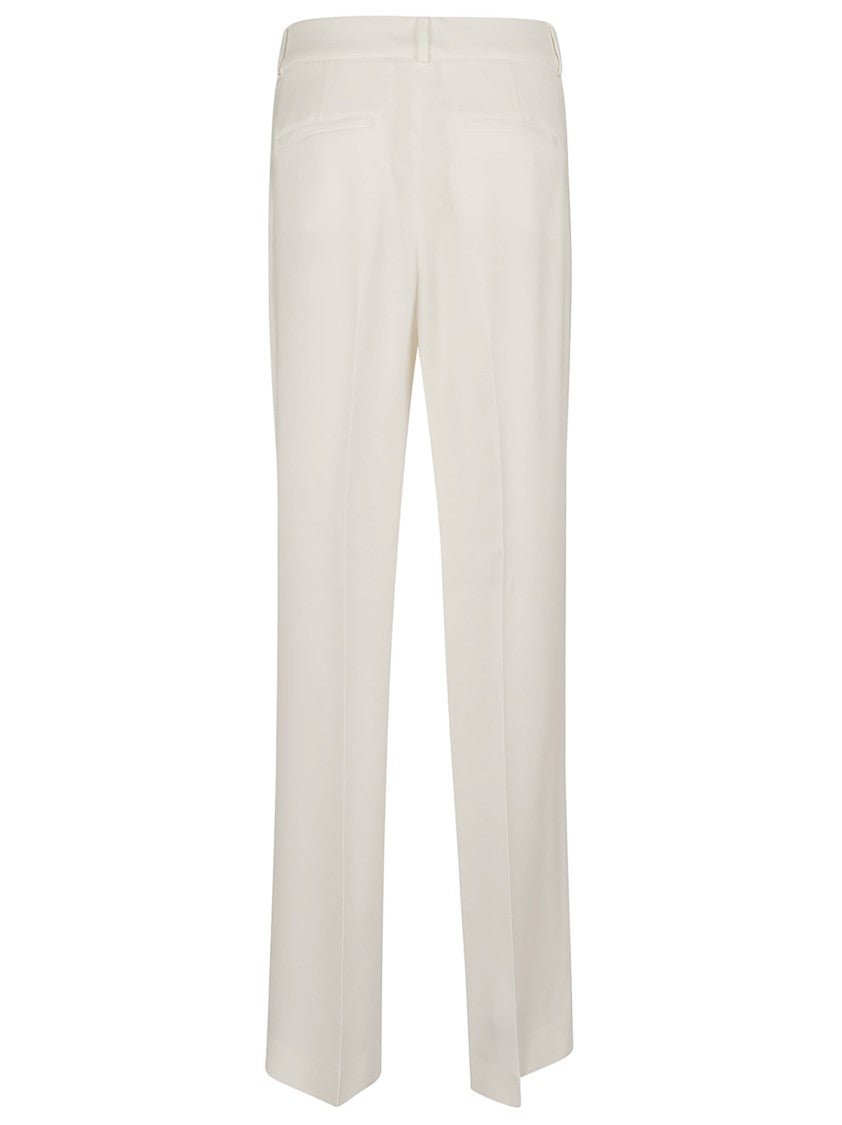 Peserico Tailored White Trousers With Flowing Silhouette And Elegant Drape