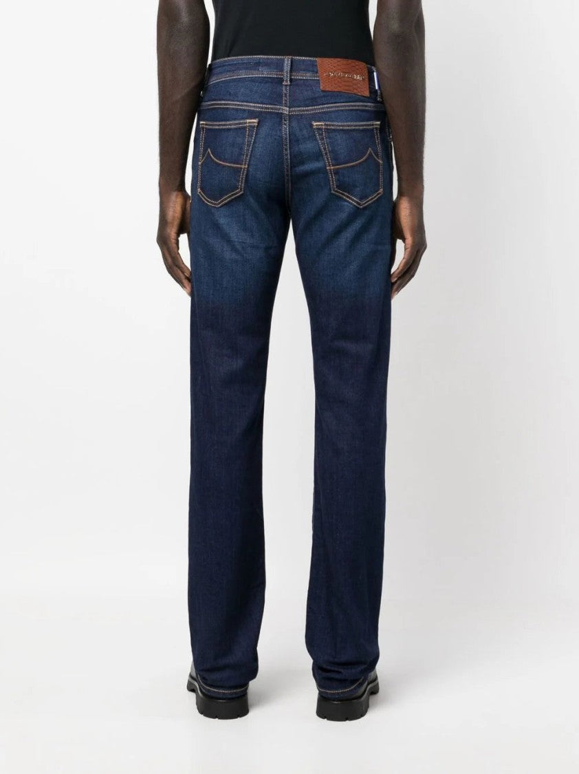 Jacob Cohen Embroidered-Logo Straight-Leg Jeans