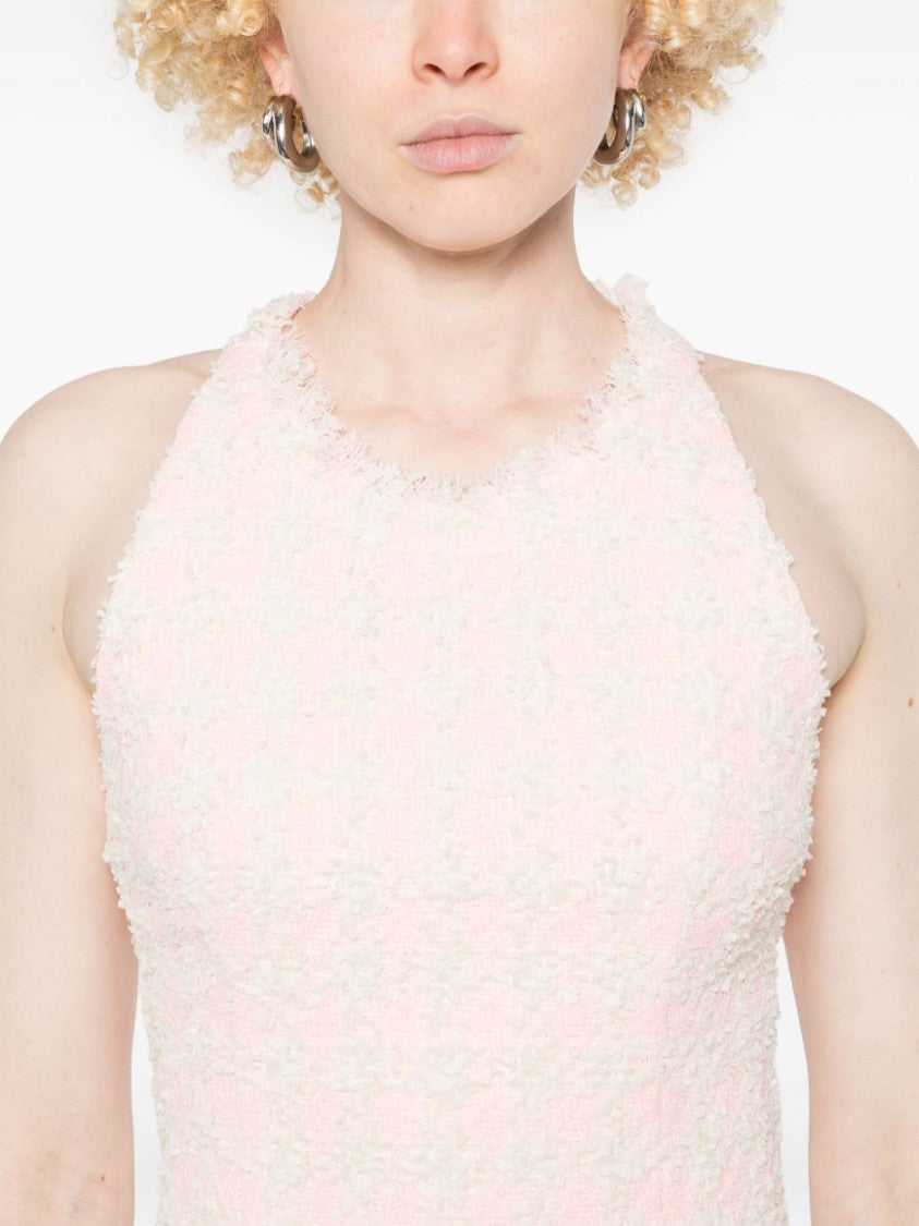 Balmain Bubblegum Pink Frayed Edge Zip Dress