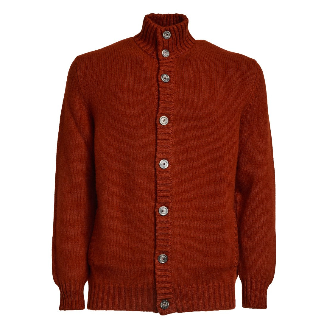 Fedeli Bordeaux Cashmere Ribbed Detail Cardigan