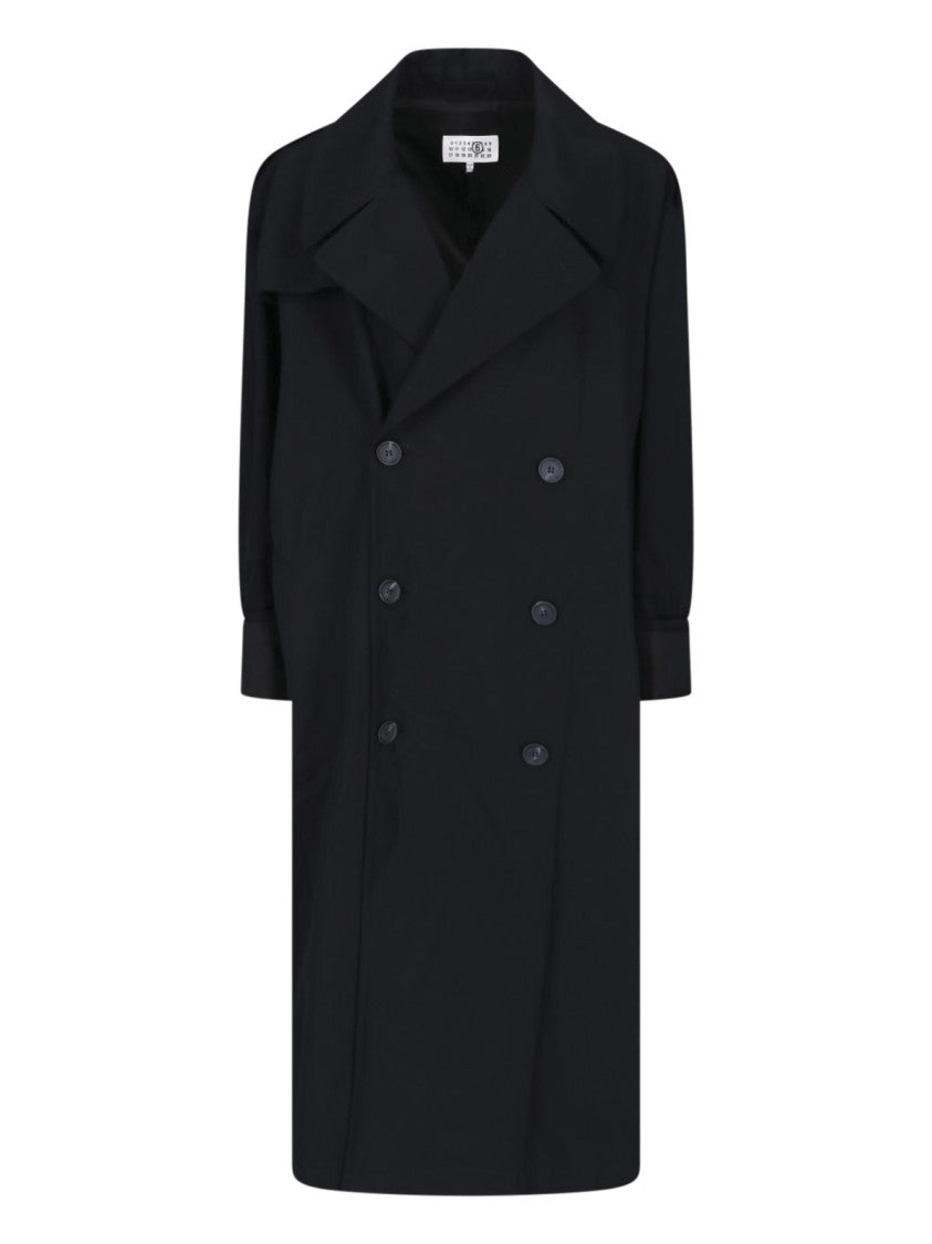 Mm6 By Maison Margiela Black Cotton Twill Trench Coat