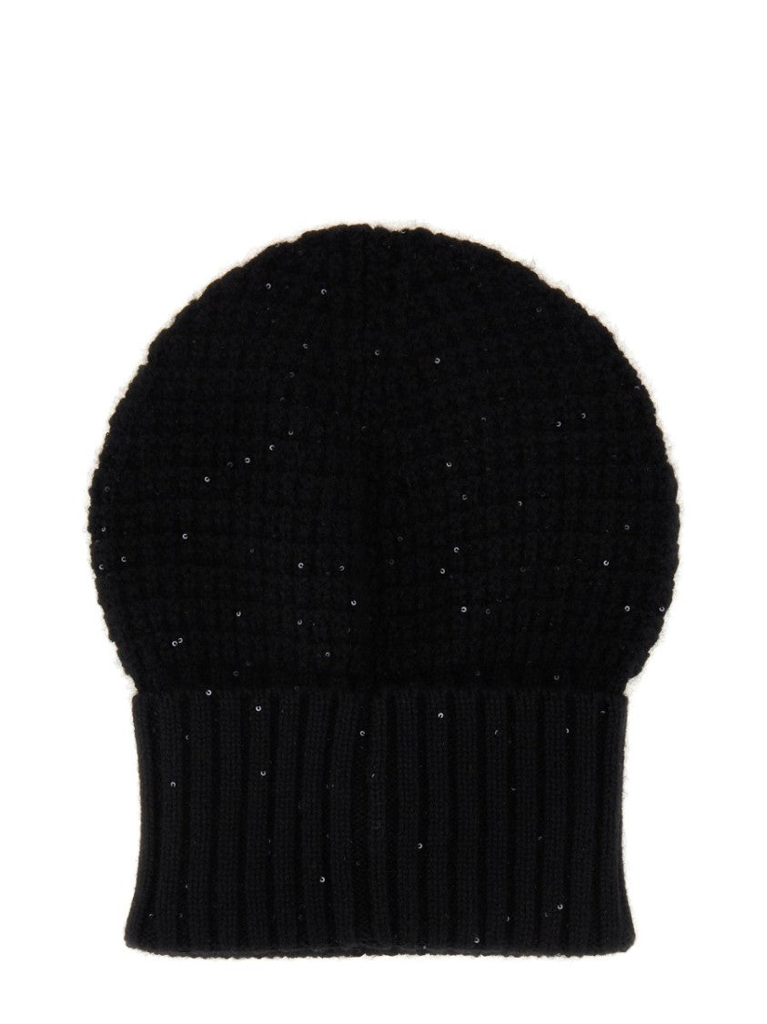 Fabiana Filippi Textured Beanie With Subtle Sequins And Ribbed Cuff