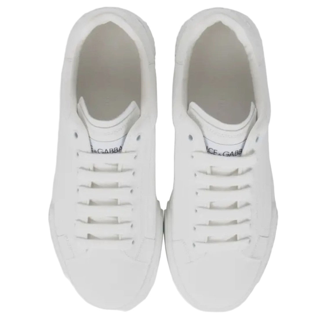 Dolce & Gabbana White Portofino Leather Lacing Sneakers