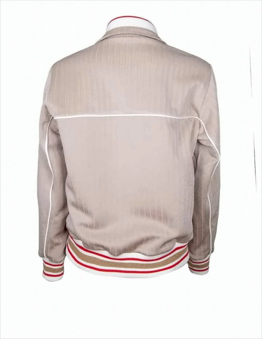 Golden Goose Soft Beige Striped Jacket With Piping Details