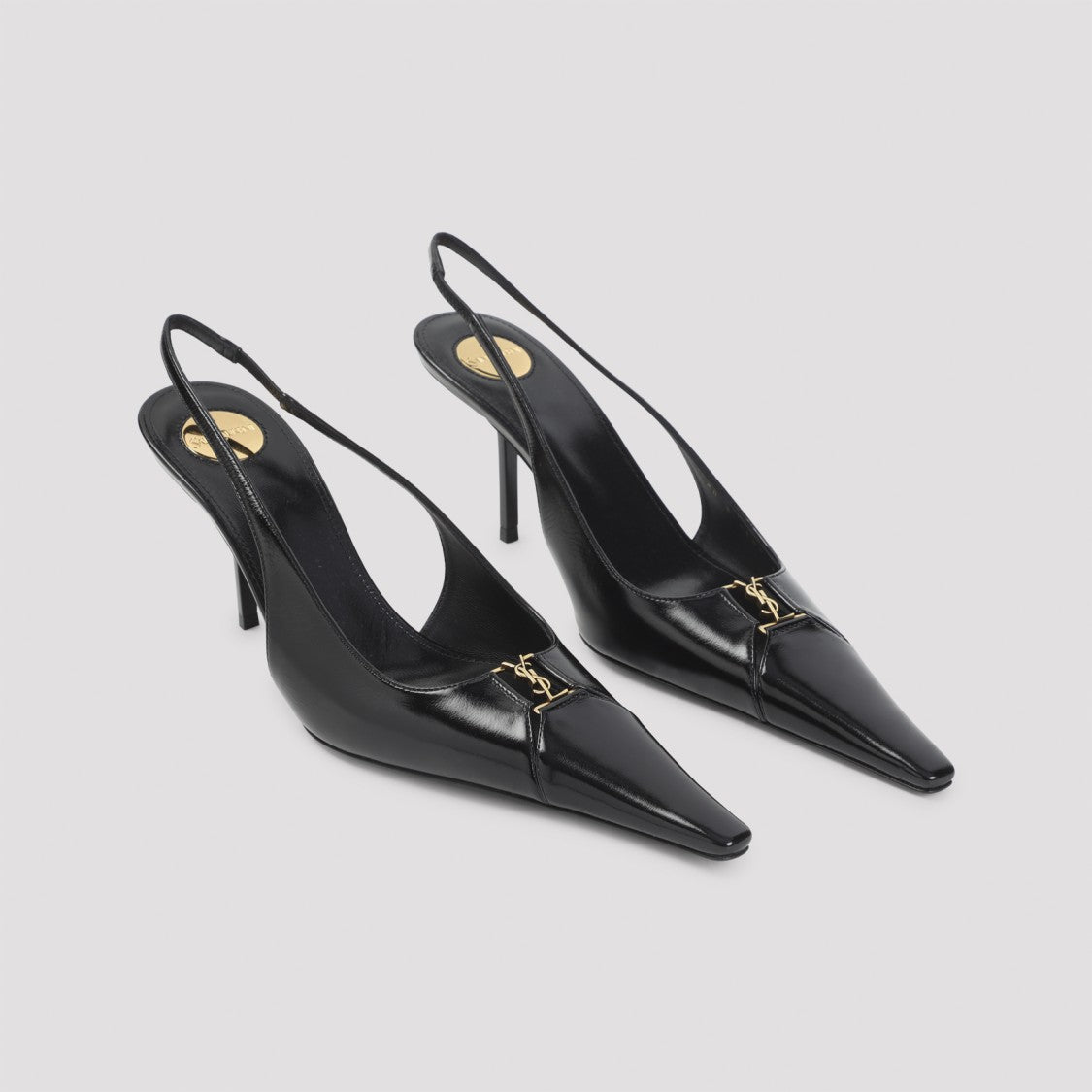 Saint Laurent Pointed-Toe Slingback Heels In Smooth Calf Leather