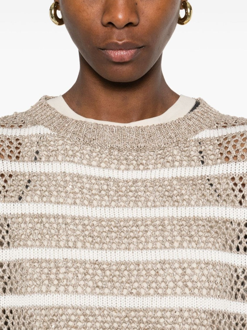 Brunello Cucinelli Drop Shoulder Sweater With Sequin Embellishments
