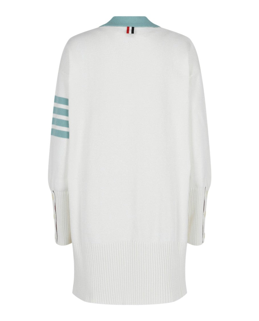 Thom Browne Cotton 4-Bar Oversized V-Neck Cardigan