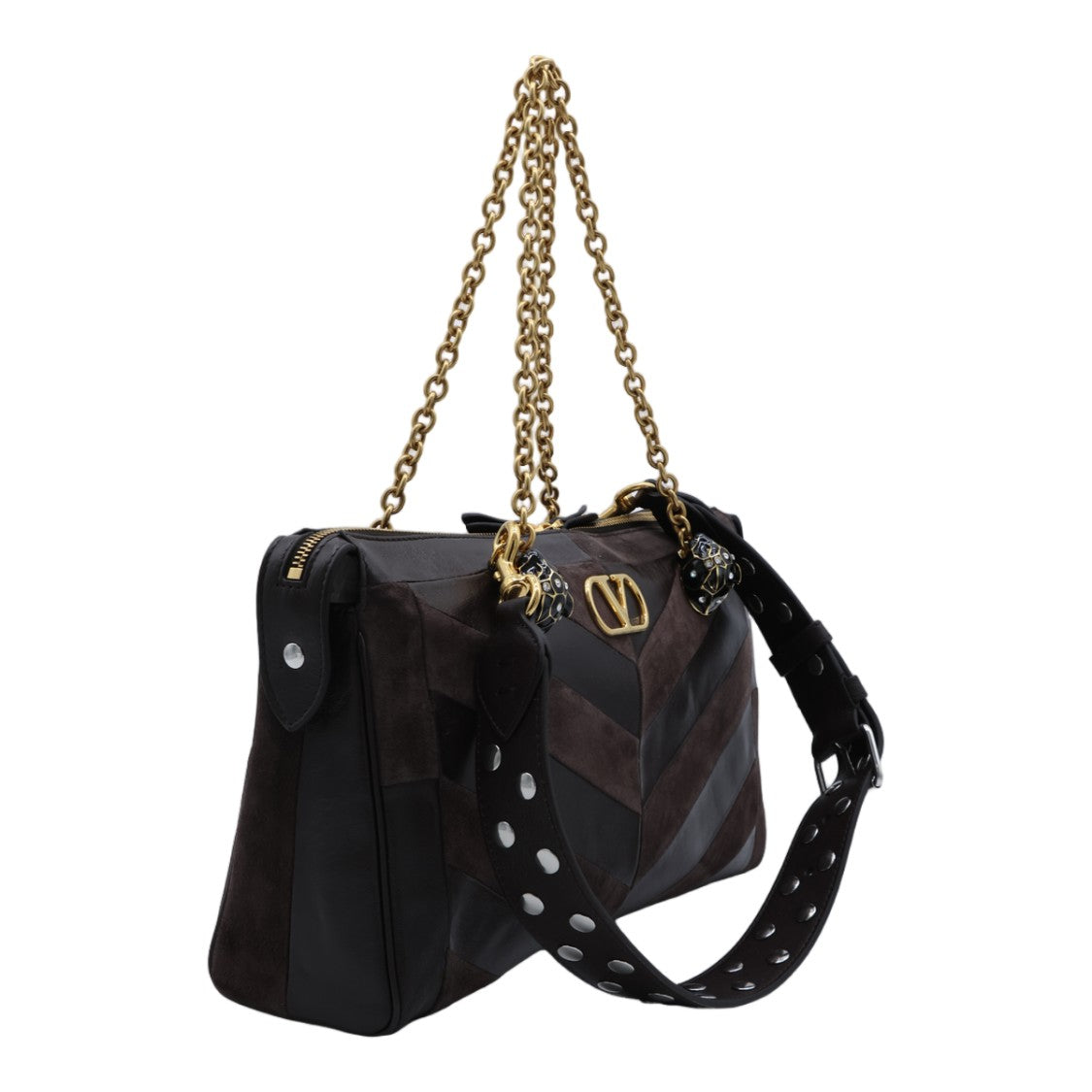 Valentino Garavani Rectangular Handbag With Chevron Pattern And Charms