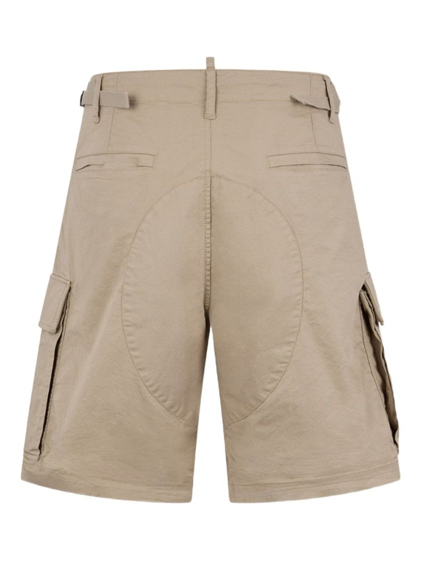 Dsquared2 Cotton Beige Shorts With Flap Pockets