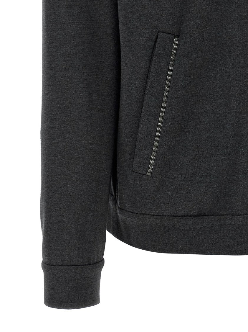 Brunello Cucinelli Cotton-Silk Mélange Hoodie With Monile Embroidered Pockets