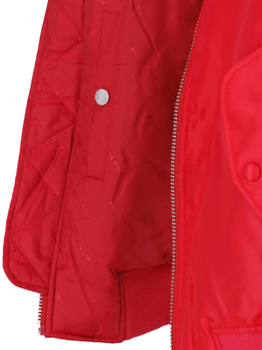 Anine Bing Red Leon Fabric Bomber Jacket
