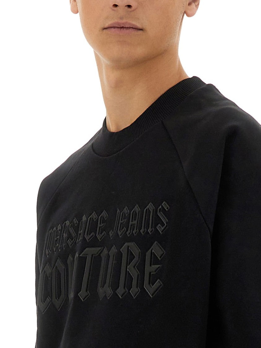 Versace Jeans Couture Bold Logo Print Sweatshirt With Raglan Sleeves