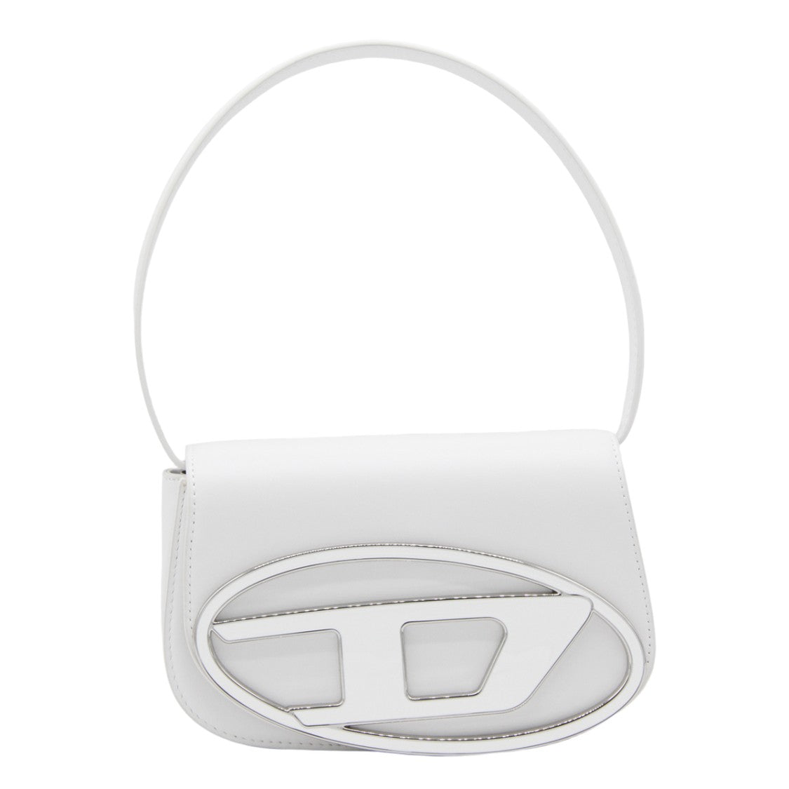 Diesel Structured White Handbag With Oversized Logo Emblem