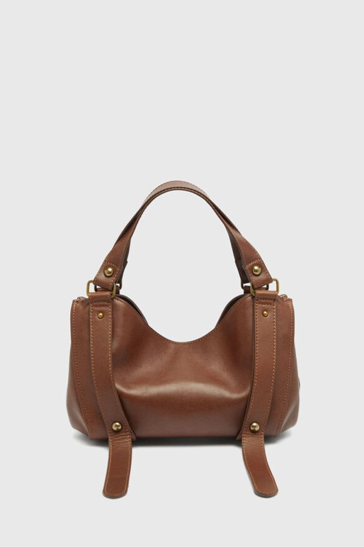 Diesel Brown Buckle Strap Leather Hobo Shoulder Bag