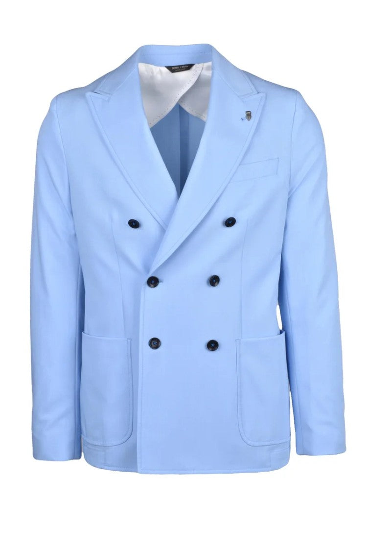 Berry & Brian Unlined Double-Breasted Jacket - Light Blue