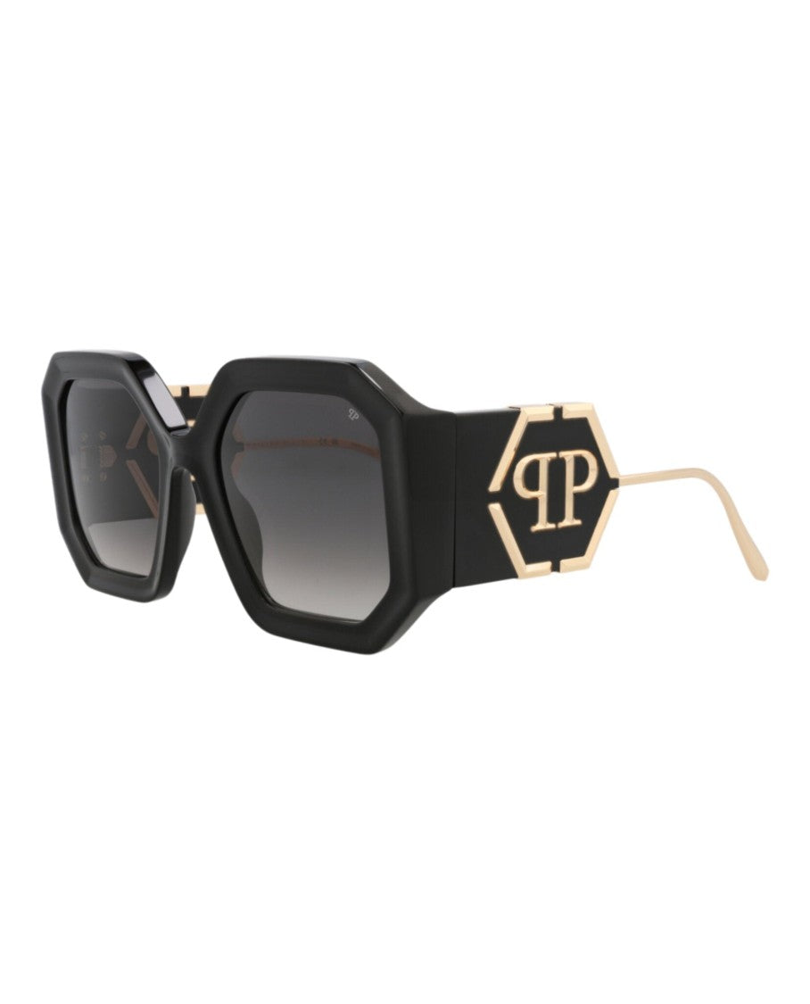 Philipp Plein Bold Square-Frame Acetate Sunglasses With Gold-Tone Logo Detail