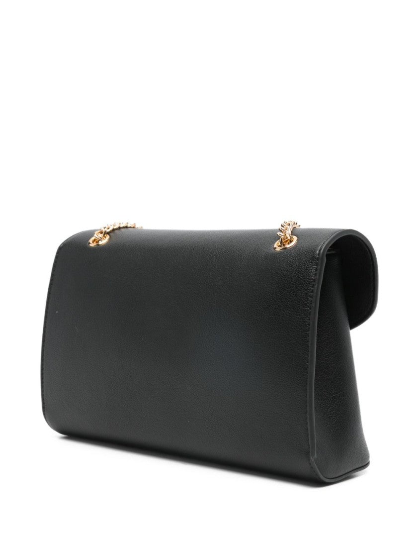 Love Moschino Structured Black Shoulder Bag With Gold Clasp And Chain Strap