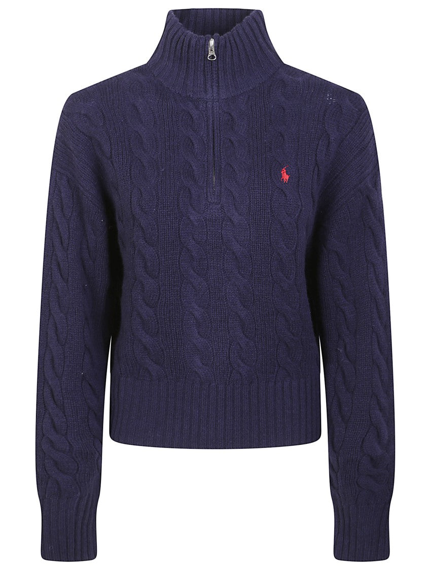 Polo Ralph Lauren Cable-Knit High-Neck Sweater With Iconic Embroidery