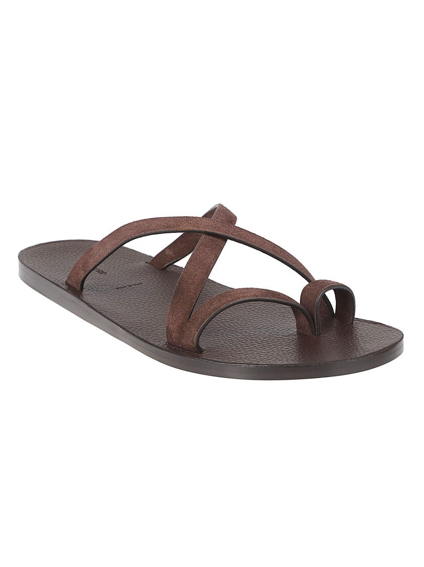 Tom Ford Brown Flat Sole Sandals With Leather Straps