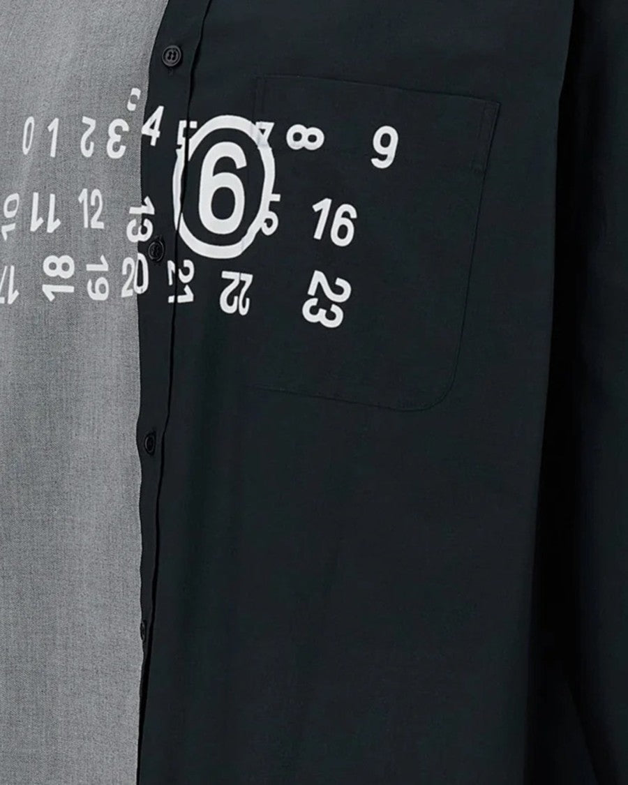 Mm6 By Maison Margiela Black Bicolor Asymmetrical Poplin Shirt