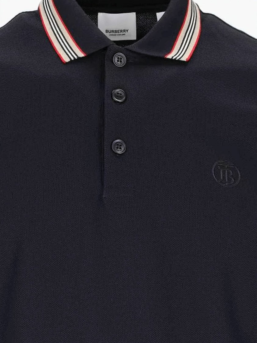 Burberry Short-Sleeve Polo Shirt With Ribbed Collar And Embossed Logo