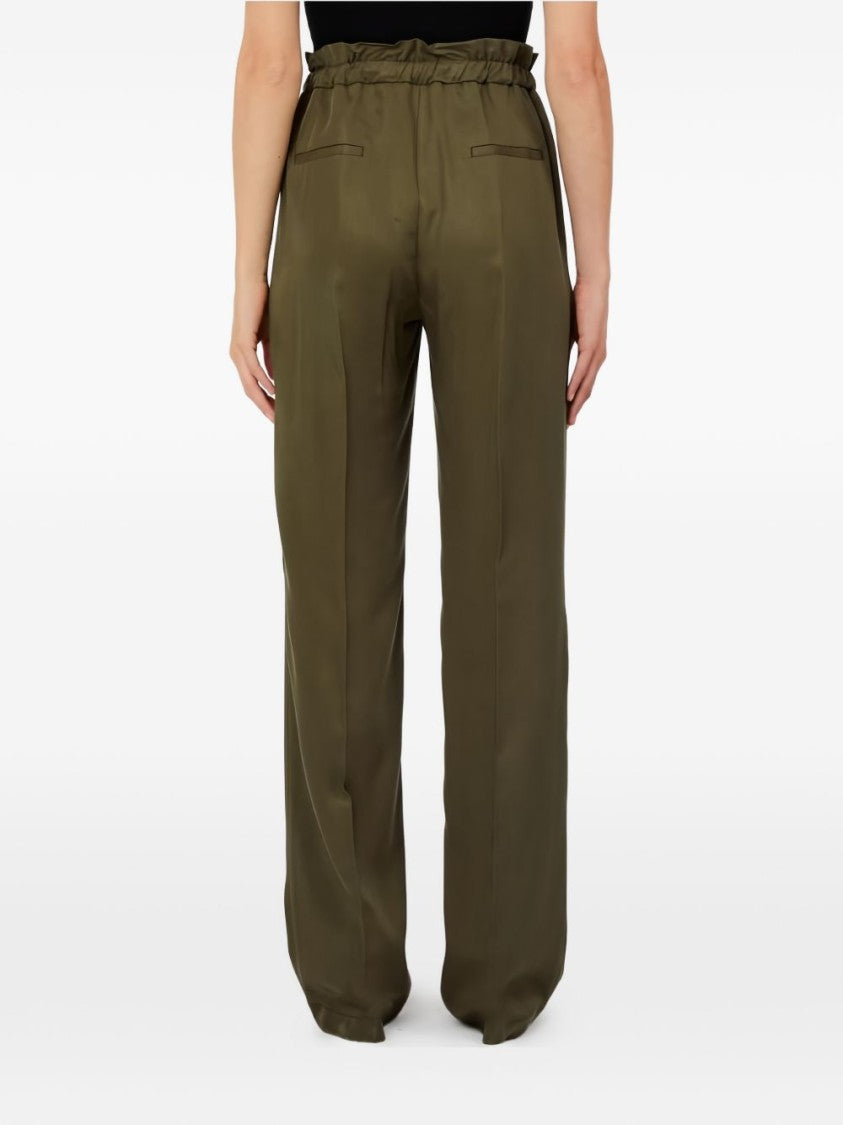 Liu Jo Green Drawstring Sleek Wide-Leg Pants