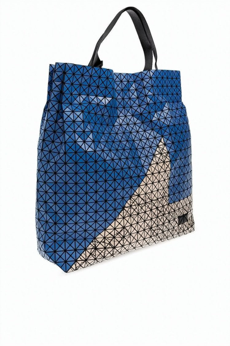 Baobao Triangular Grid Patterned Tote Bag With Glossy Finish