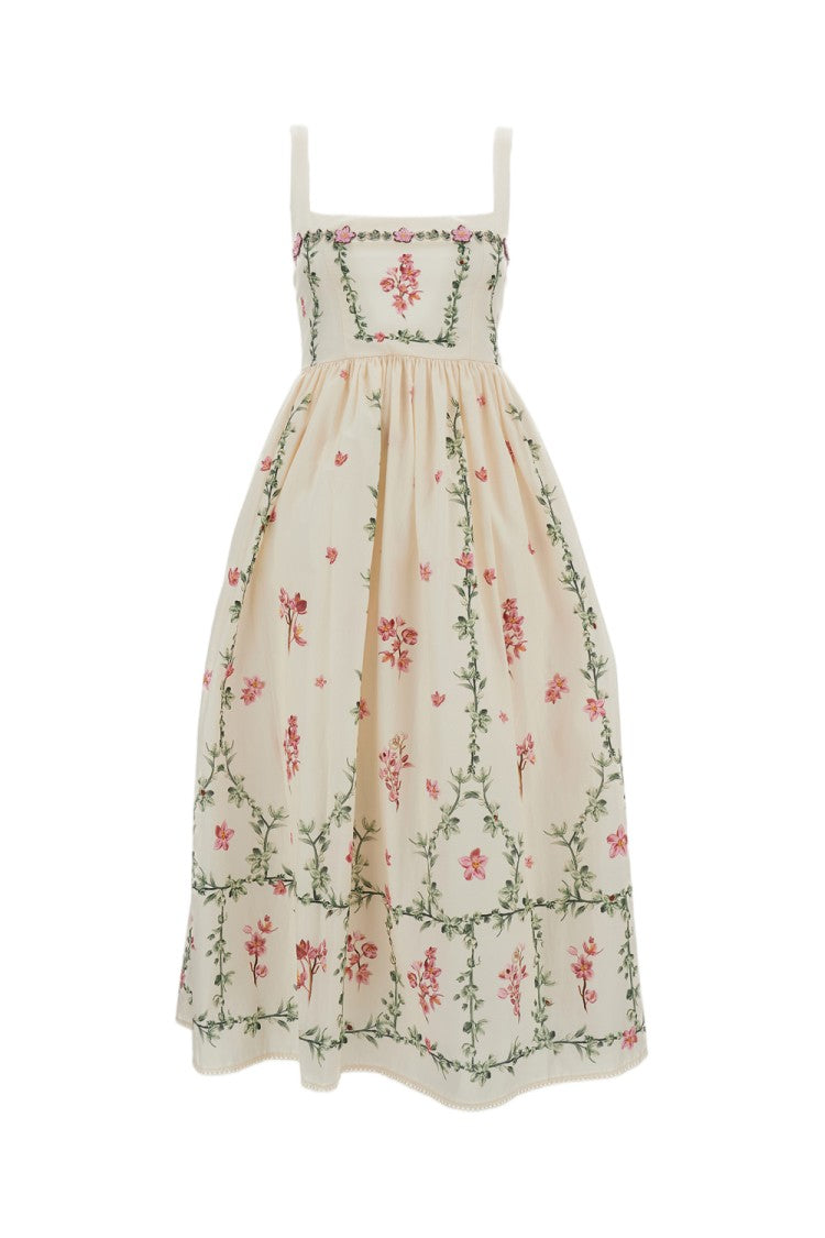 Agua By Agua Bendita White 'Barbara Midi' Cotton Midi Dress