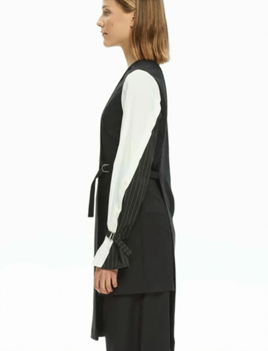 Mlo Asymmetrical Shirt-Sleeves Buckle-Detail Mini Dress